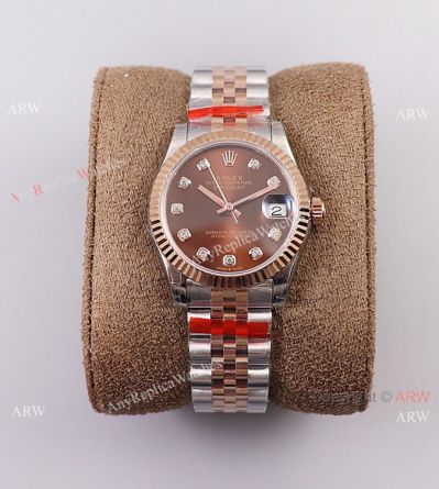 (TW) 11 Best Clone Rolex Datejust Chocolate Diamond Dial Watch 31mm Midsize